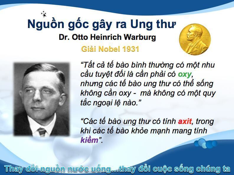 Nhà sinh học nổi tiếng người Đức Otto Heinrich Warburg ( 1883 – 1970 ) người đầu tiên tìm ra nguồn gốc gây ra bệnh ung thư.